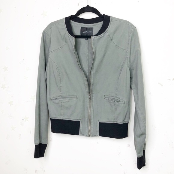 SANCTUARY olive green and black Front zipper bomber jacket - Picture 11 of 11